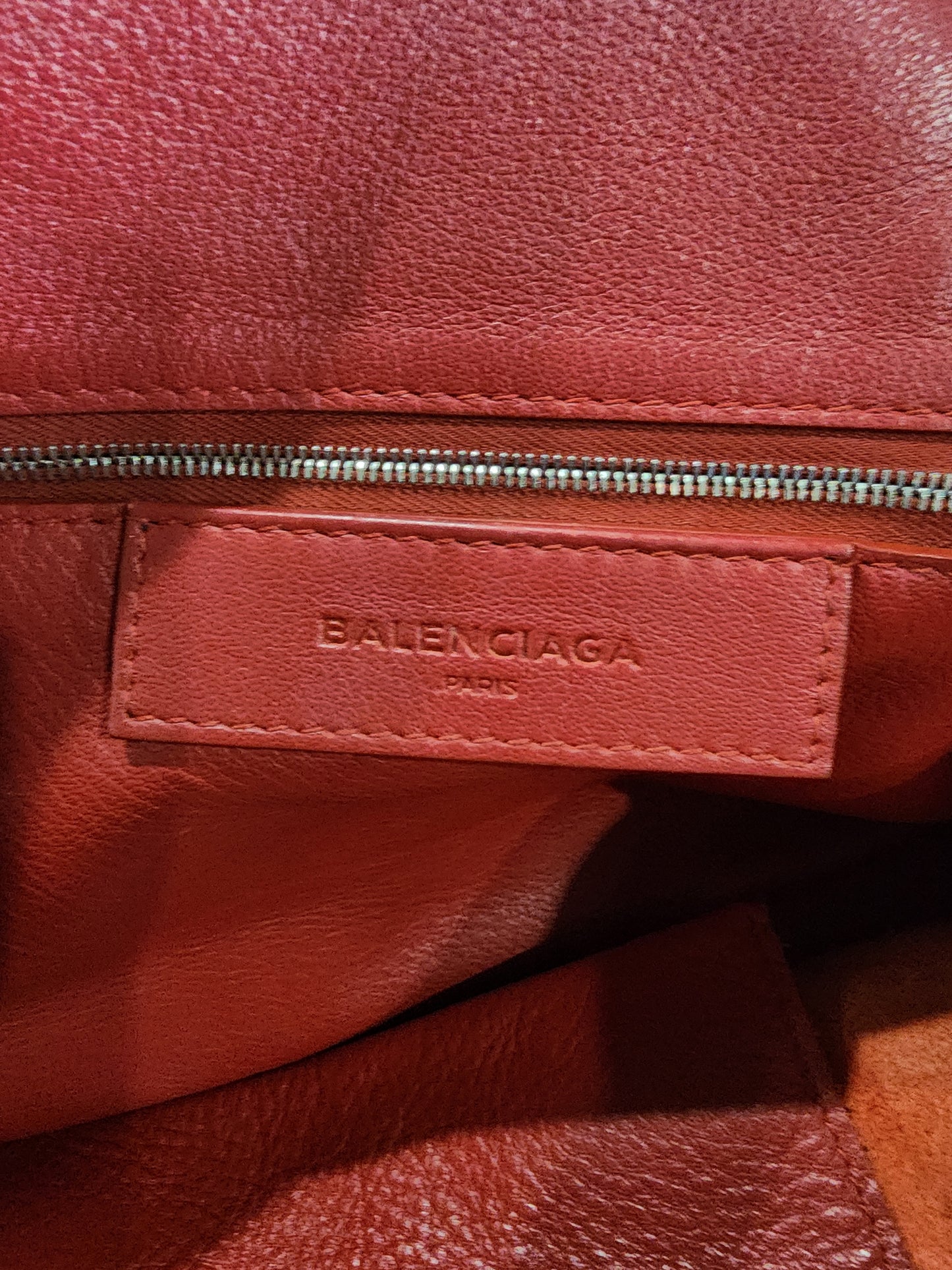 Balenciaga Papier A4 Zip Around Classic Studs Bag Red Leather