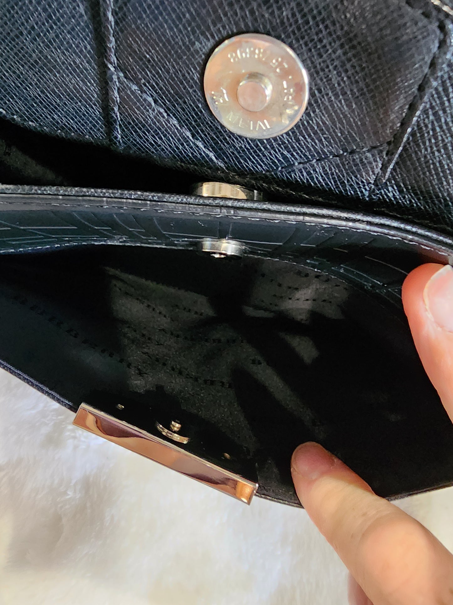 Burberry Vertical Front Pocket Tote in Embossed Check and Black Leather