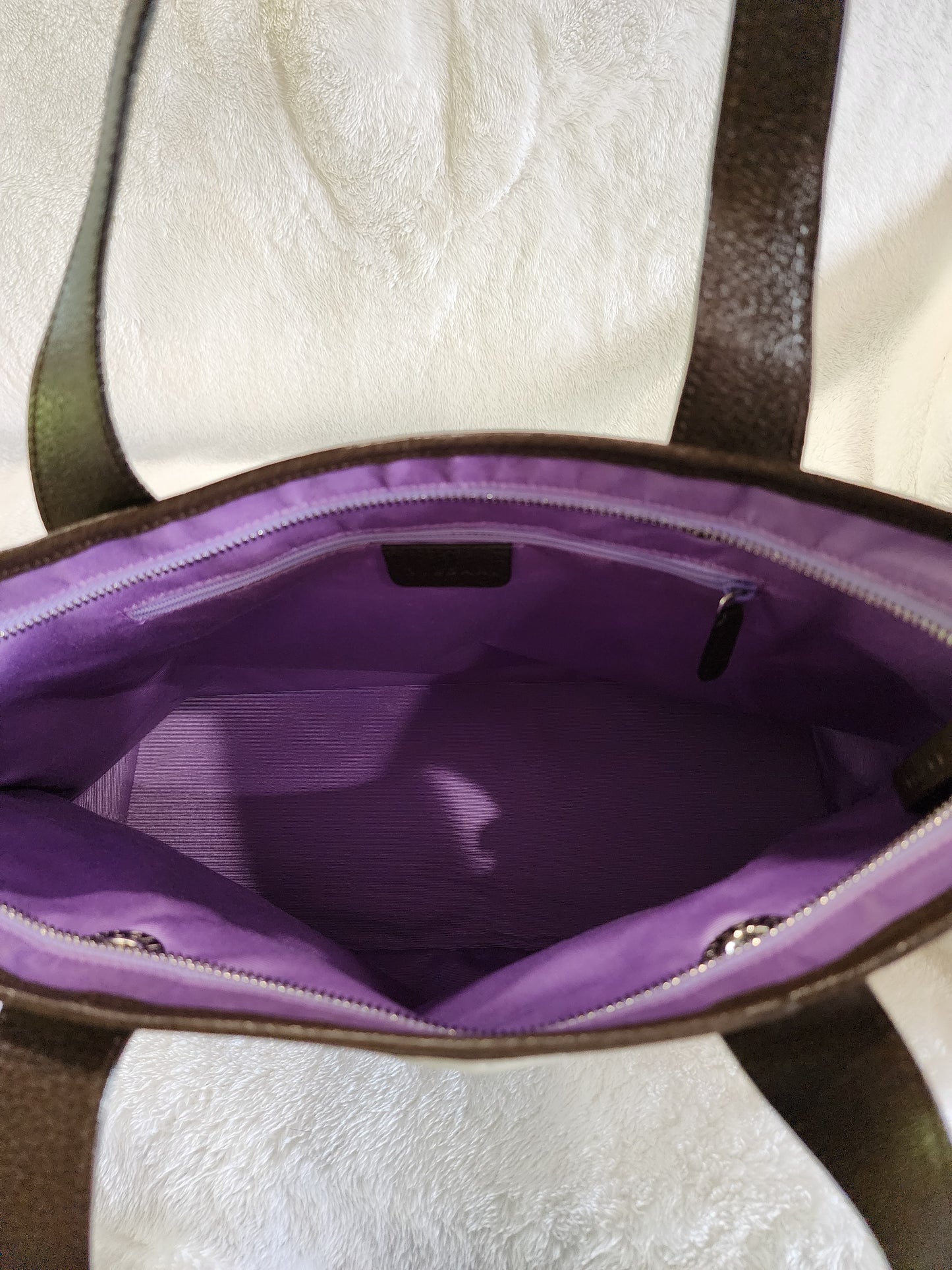 BVLGARI Logomania Handbag in Beige Canvas and Brown Leather