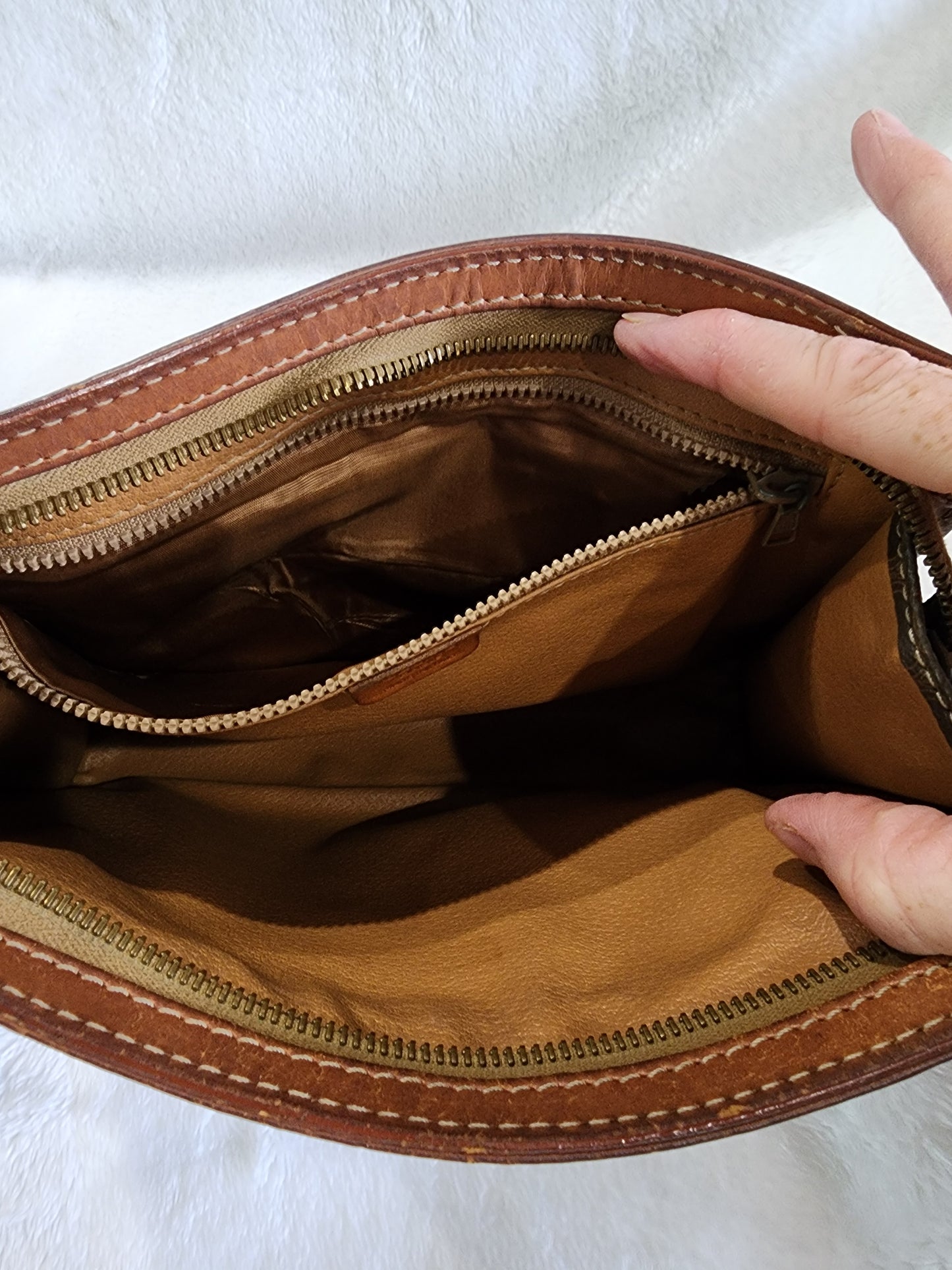 Celine Macadam Wristlet Pouch in Brown Coated Canvas and Leather