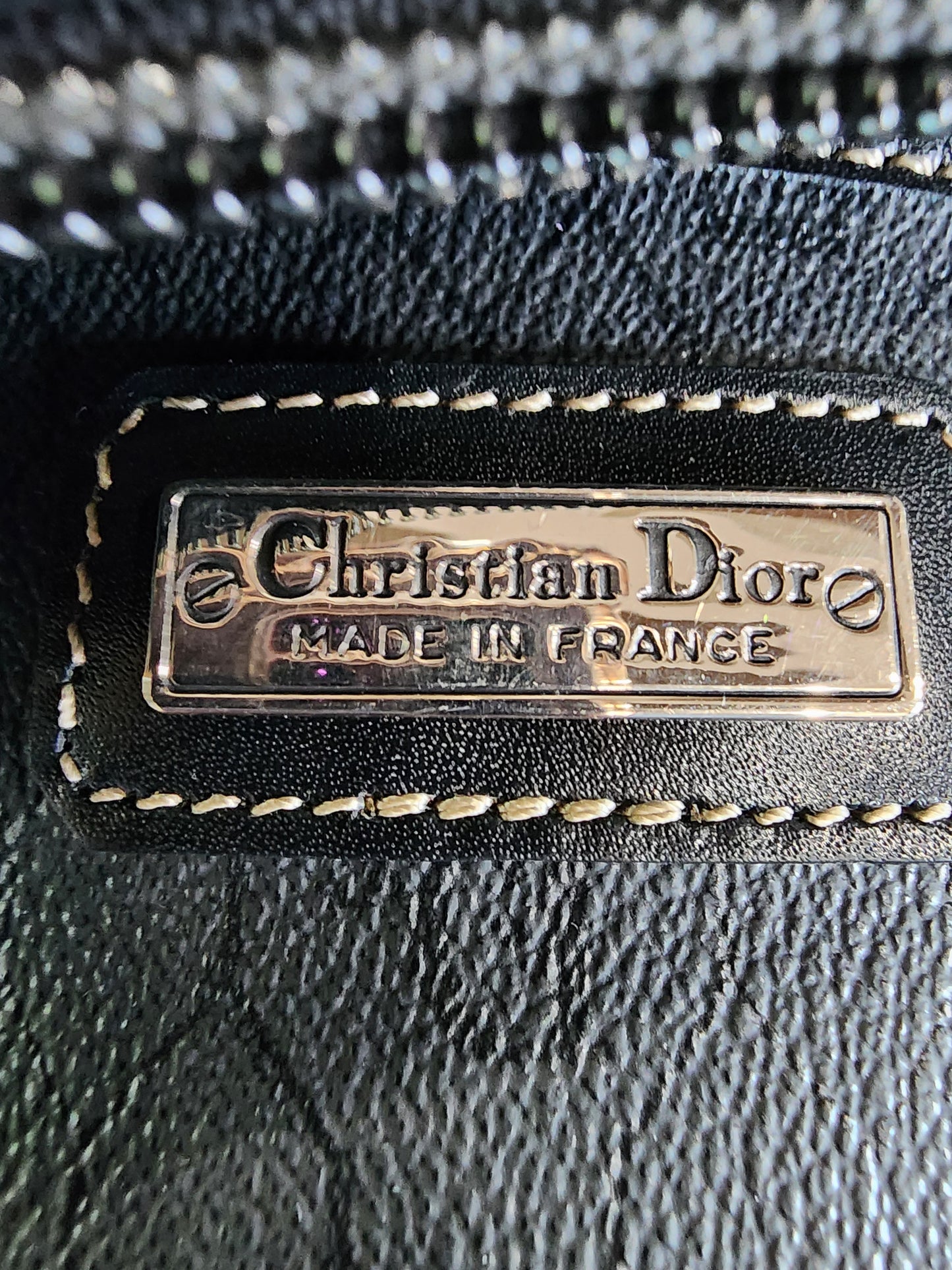 CHRISTIAN DIOR BOSTON BAG IN BLACK HONEYCOMB COATED CANVAS ZIPPY UP