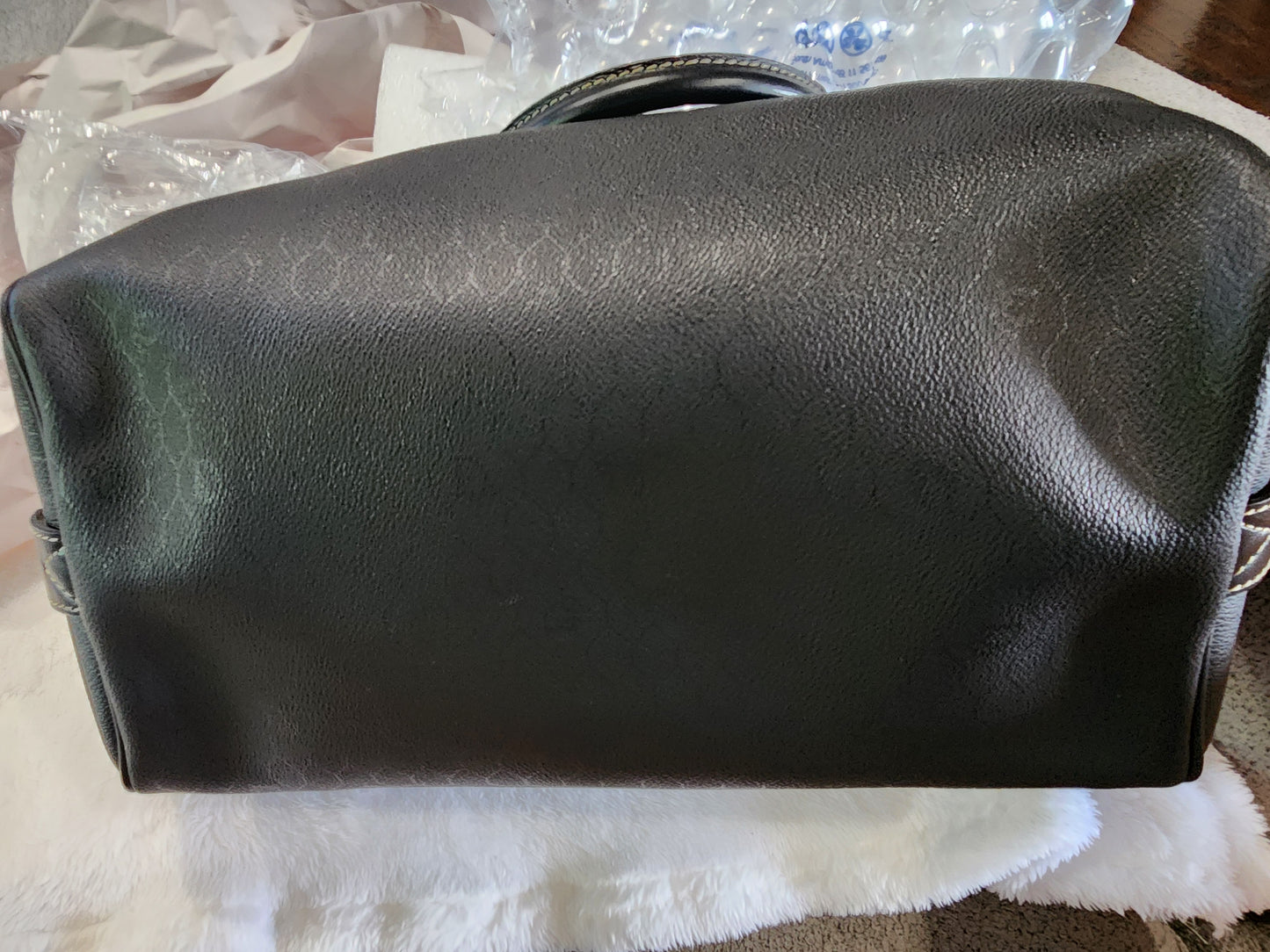 CHRISTIAN DIOR BOSTON BAG IN BLACK HONEYCOMB COATED CANVAS ZIPPY UP