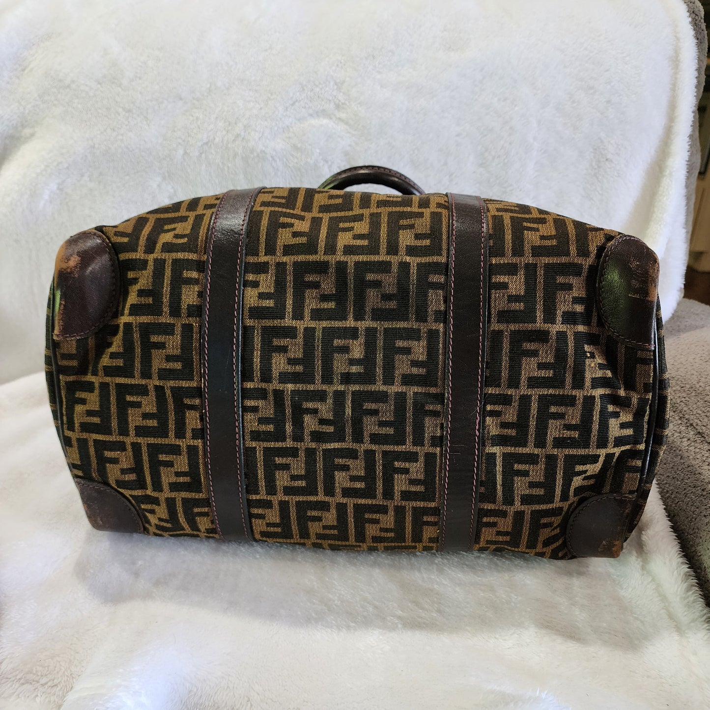 Fendi Vintage Zucca Monogram Canvas Duffle Weekend Bag