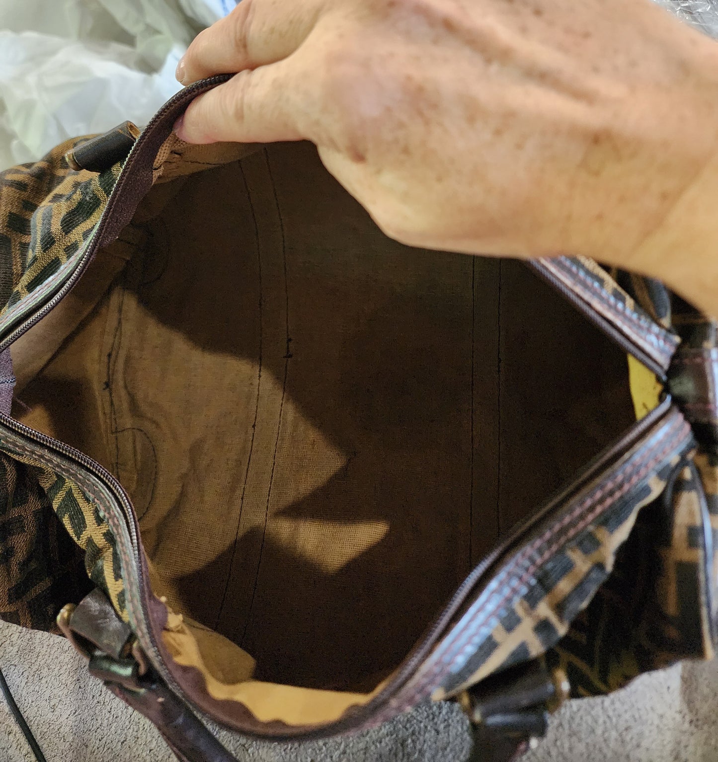 Fendi Vintage Zucca Monogram Canvas Duffle Weekend Bag