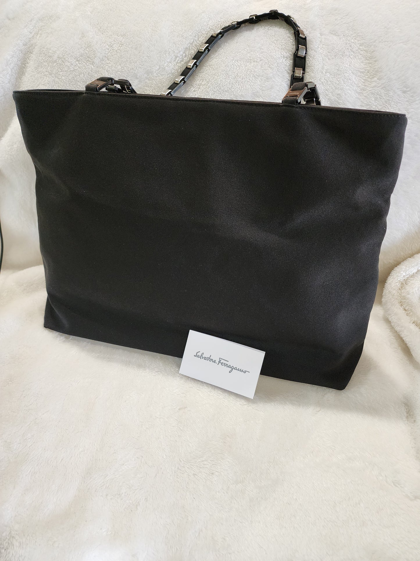 Salvatore Ferragamo Vala Black Nylon Tote Bag