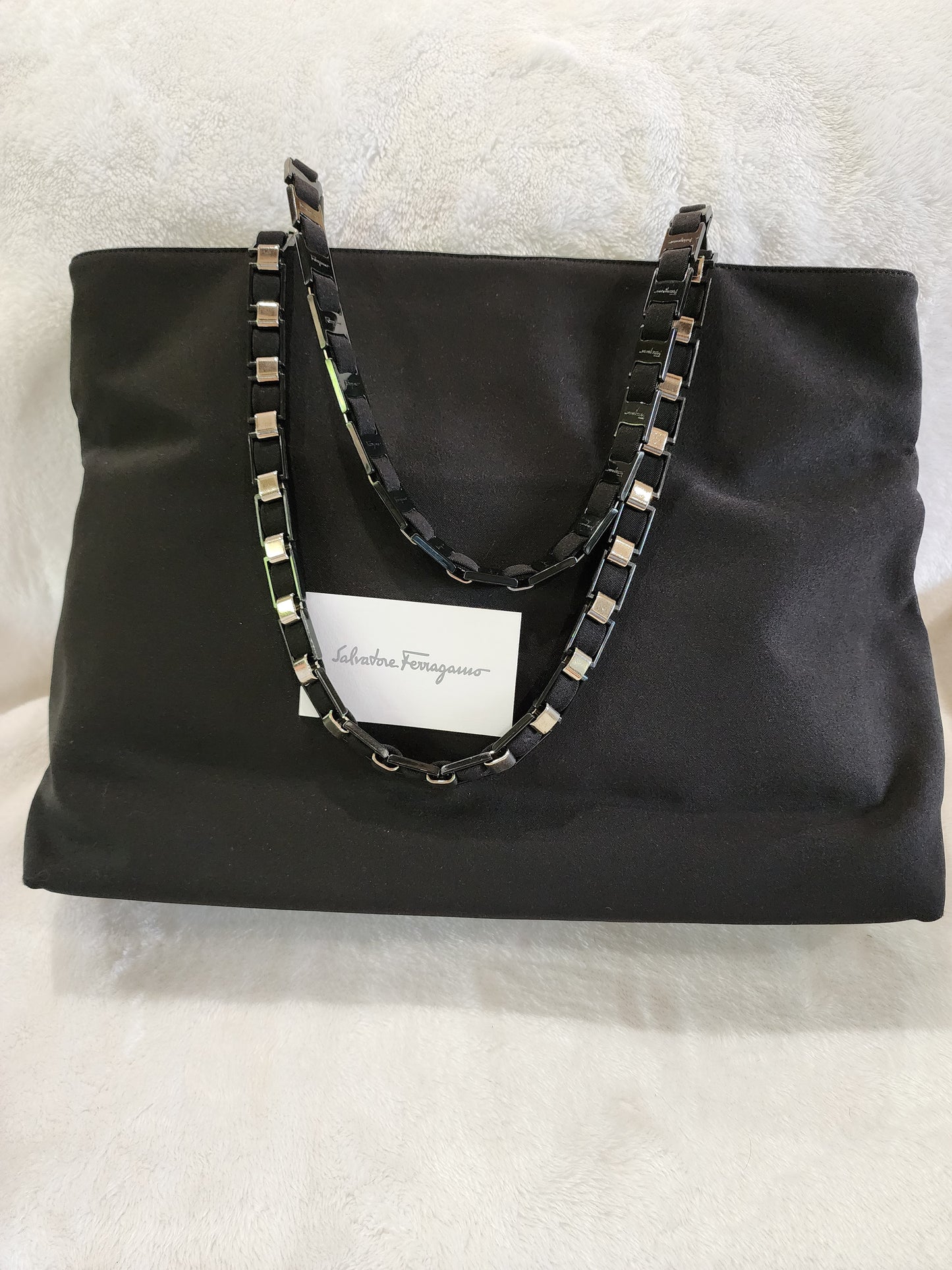 Salvatore Ferragamo Vala Black Nylon Tote Bag