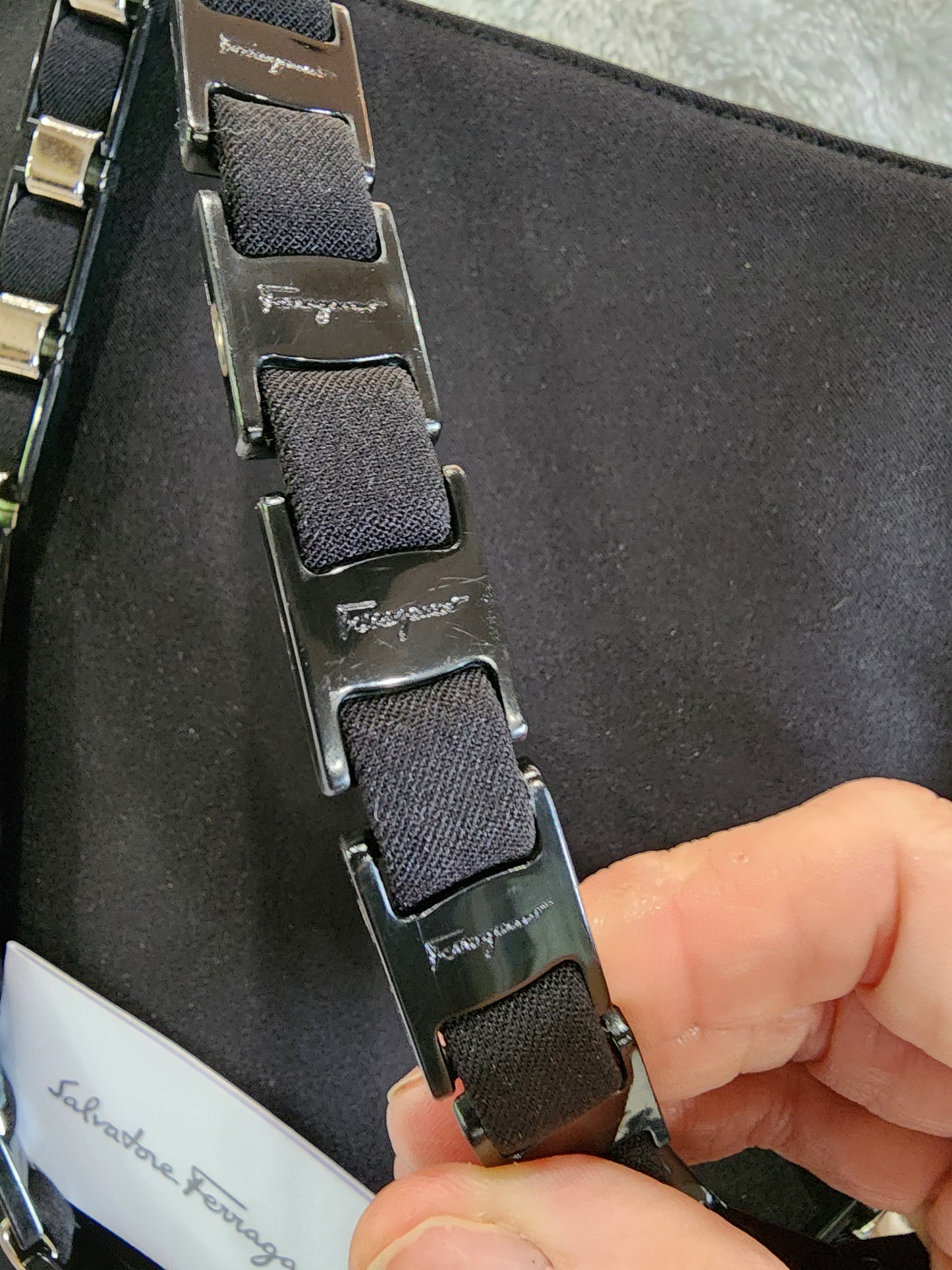 Salvatore Ferragamo Vala Black Nylon Tote Bag