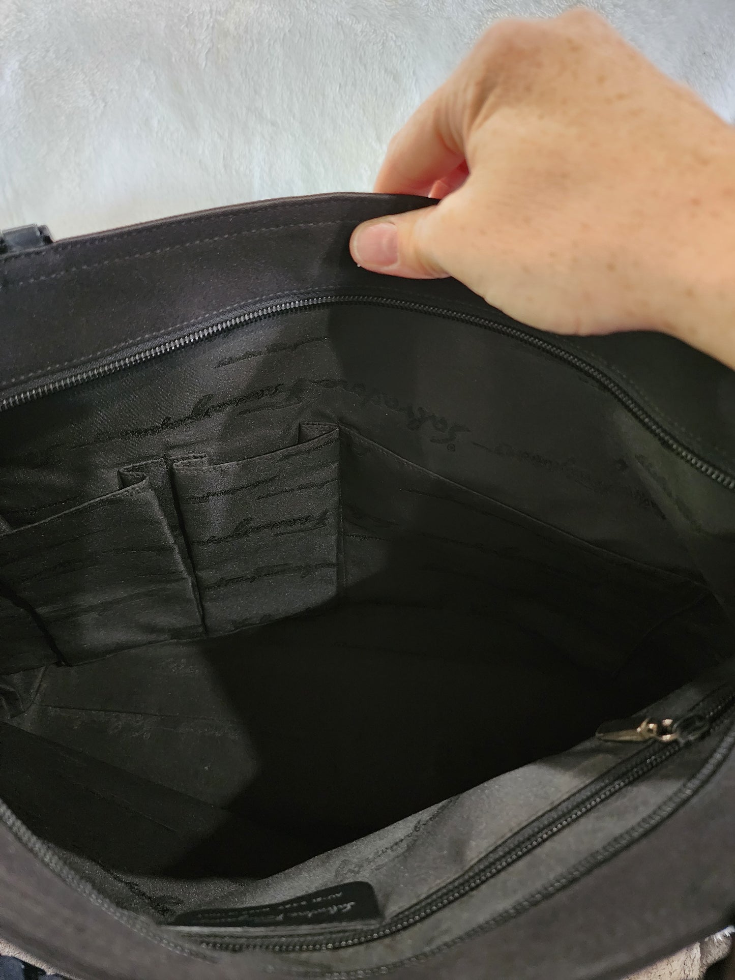 Salvatore Ferragamo Vala Black Nylon Tote Bag