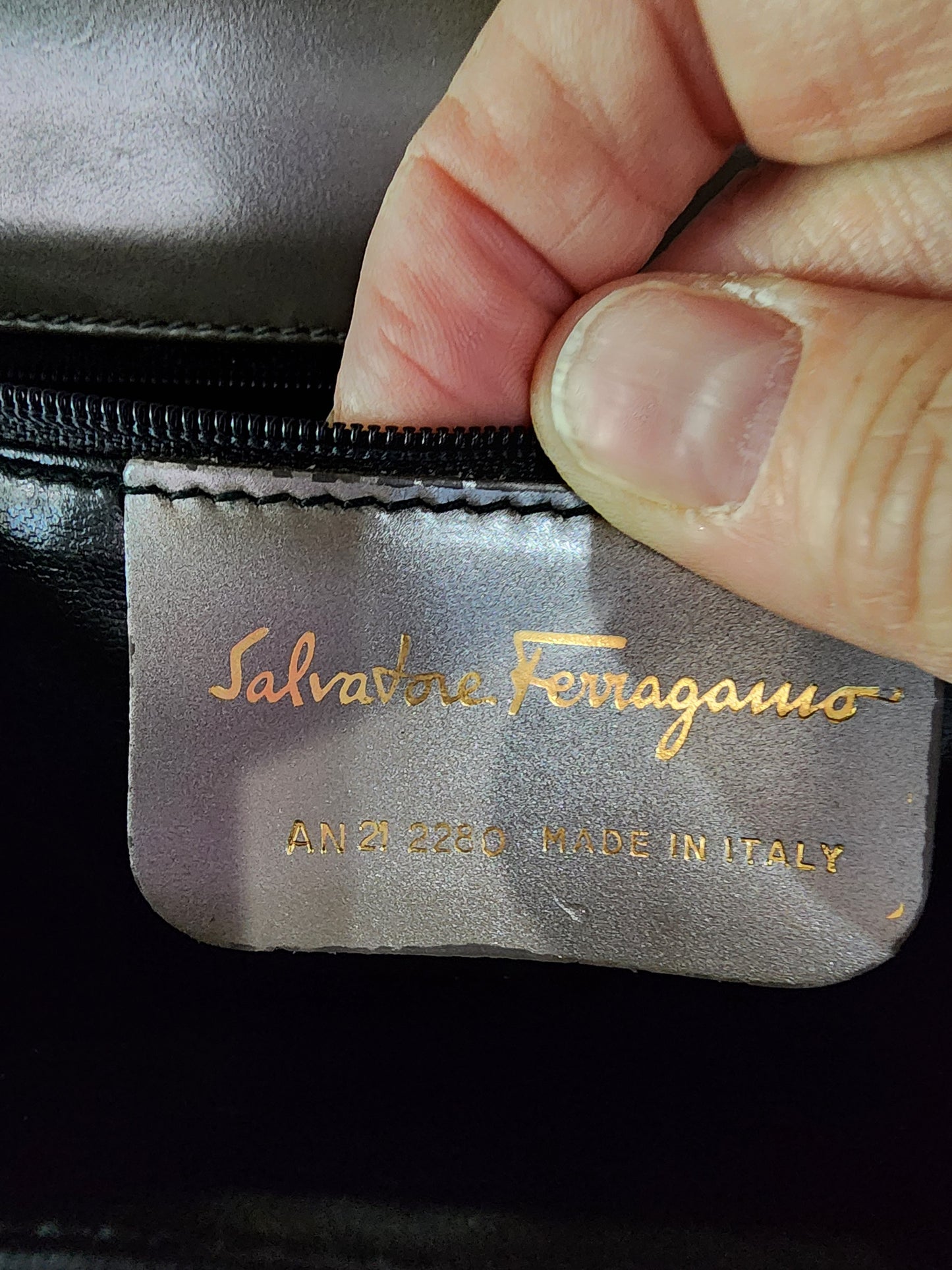 Salvatore Ferragamo Crossbody Bag in Pearlized Taupe Leather