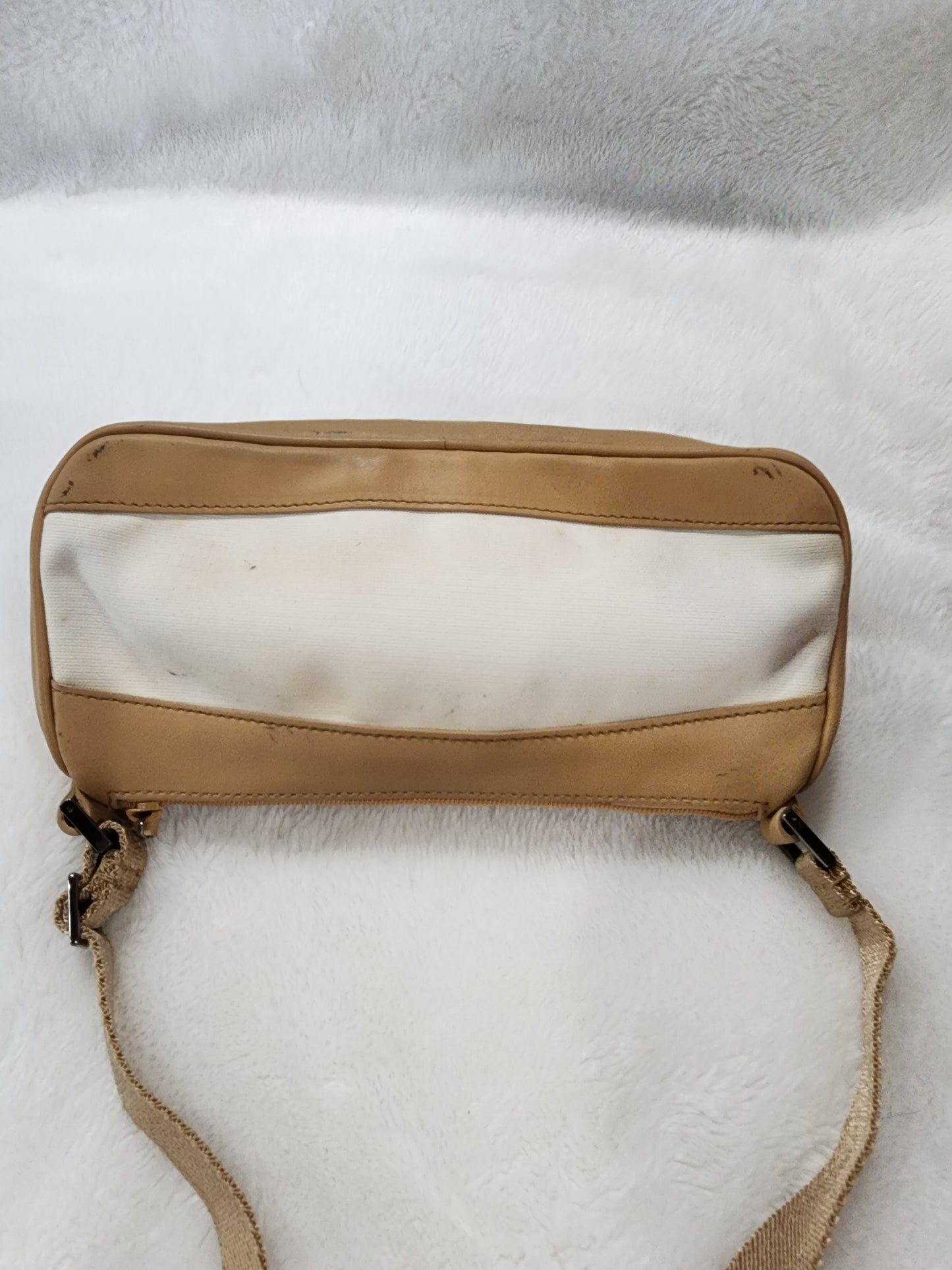 Gucci Canvas/Calfskin Leather Baguette in Cream and Beige