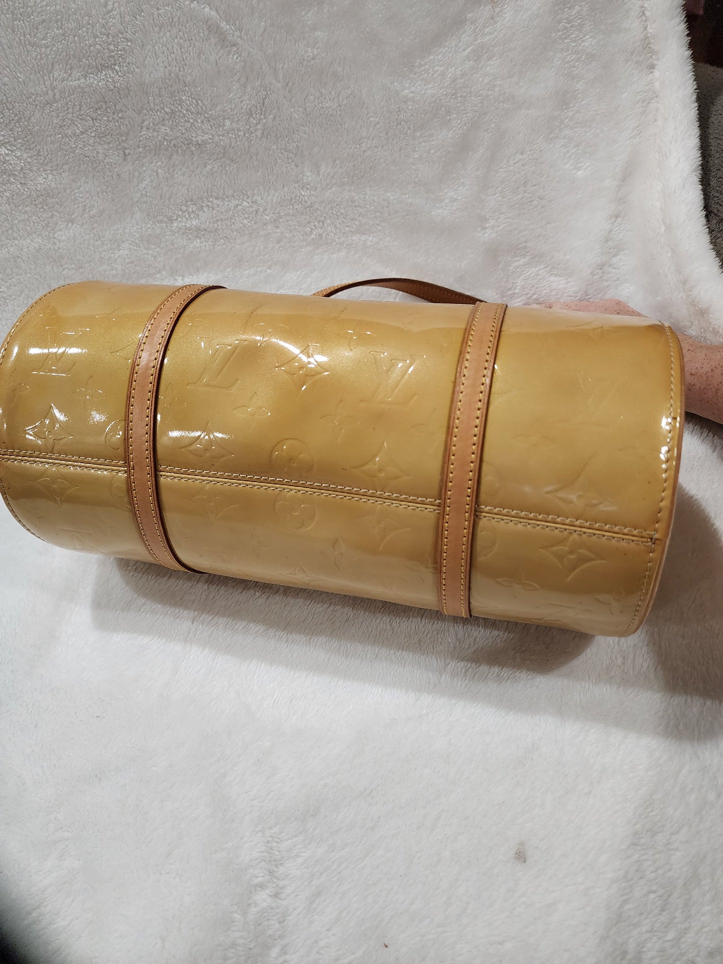 Louis Vuitton Bedford Barrel Bag Monogram Mango Vernis and Vachetta Leather