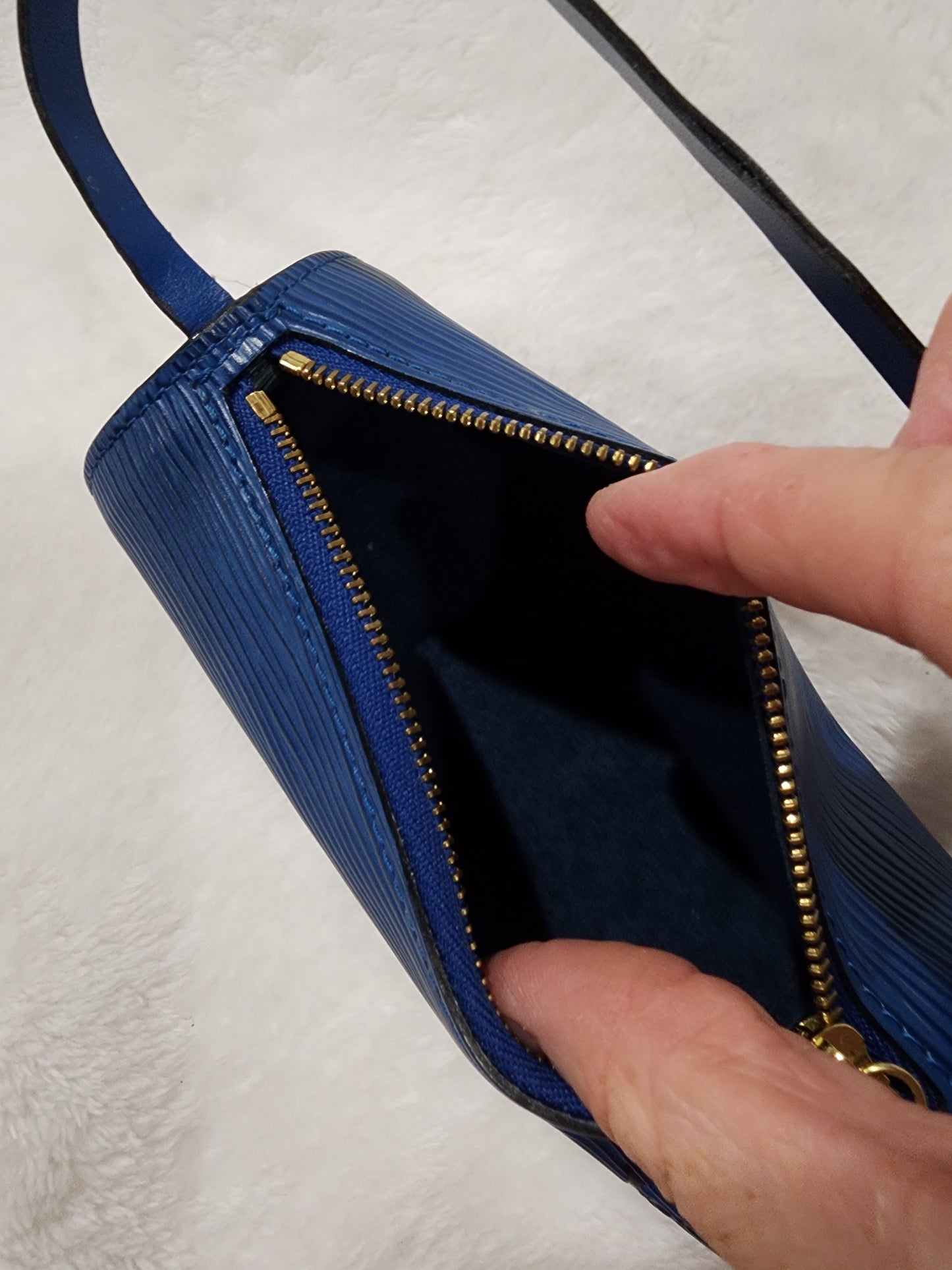 Louis Vuitton Blue Epi Leather Mini Papillon Pochette Bag