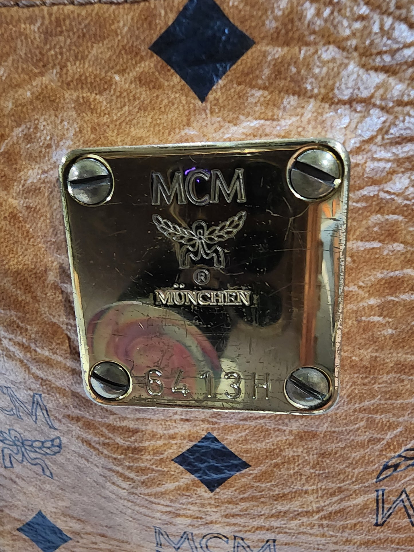 MCM Cognac Visetos Coated Canvas Heritage Top Zip Tote