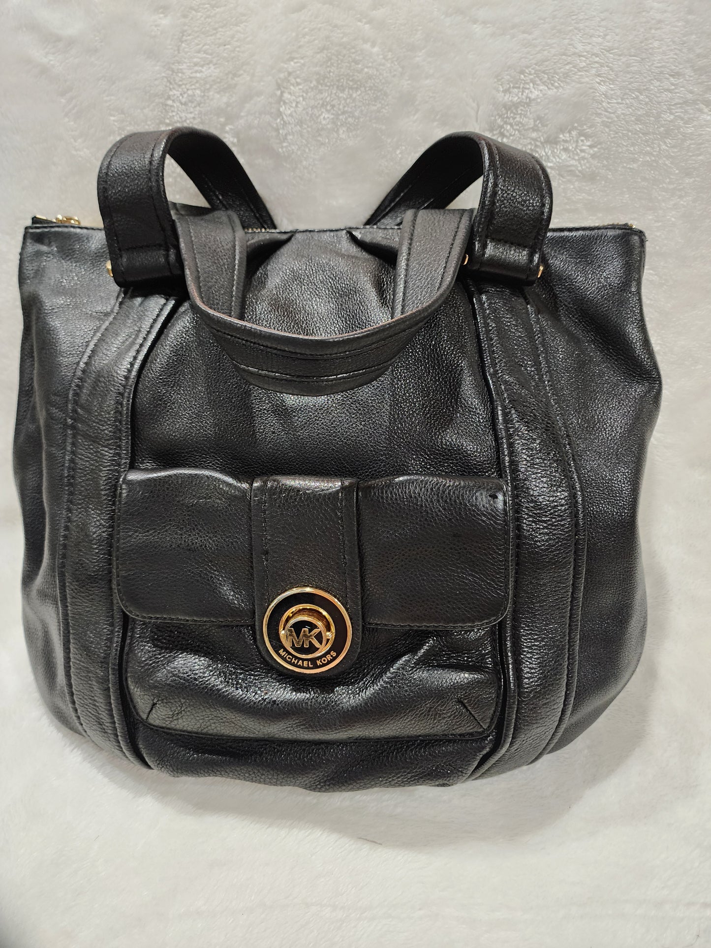 Michael Kors Pushlock Pebbled Leather Tote