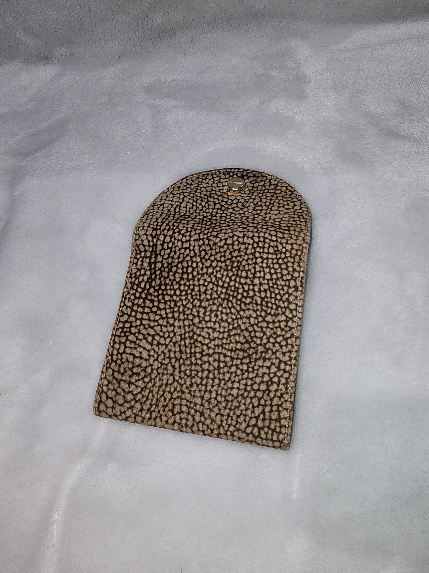 Borbonese Brown Quail Pattern Suede & Leather Brass Coin Purse