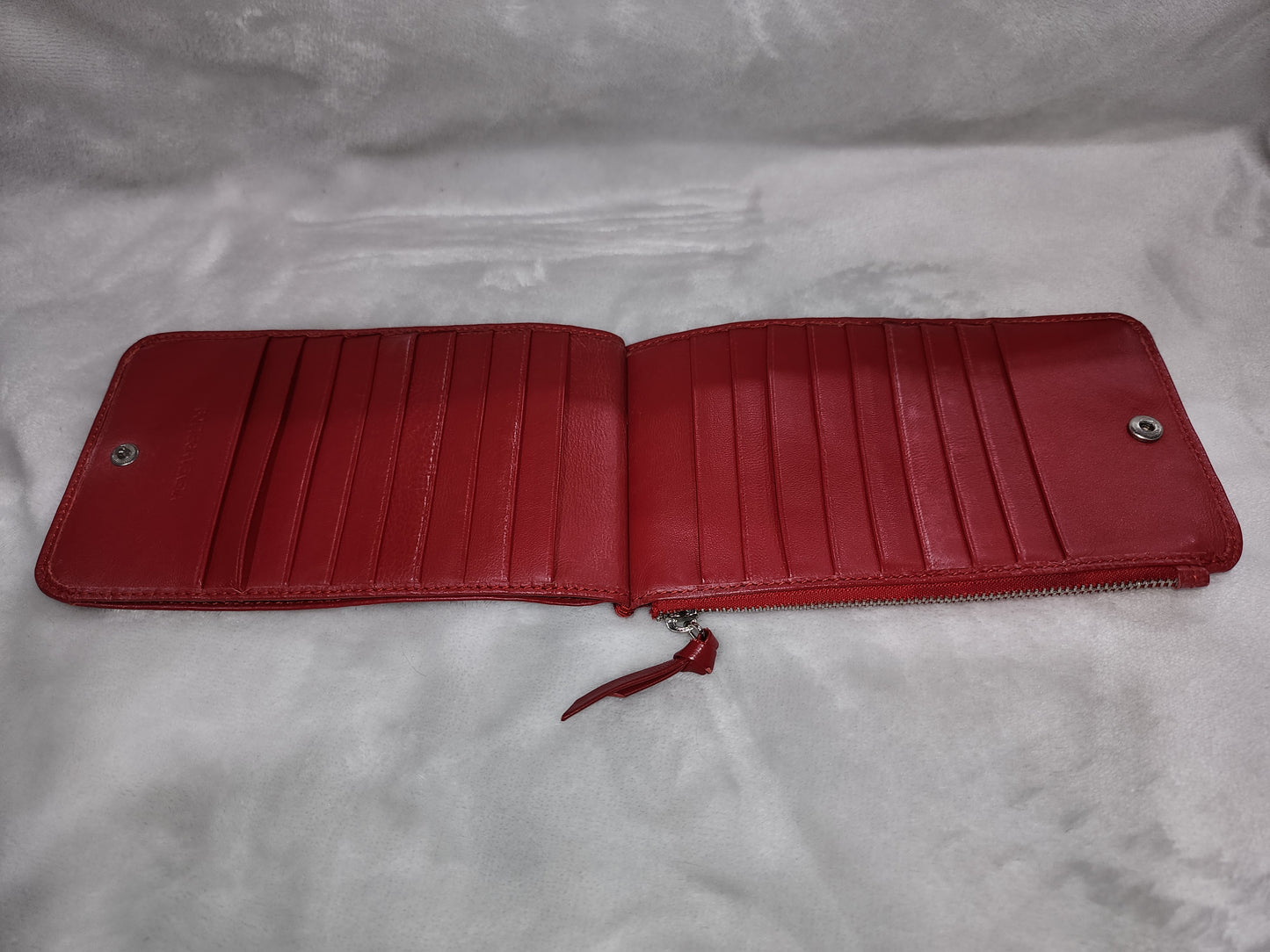 Bottega Venetta Intrecciato Red Leather Slim Long Wallet