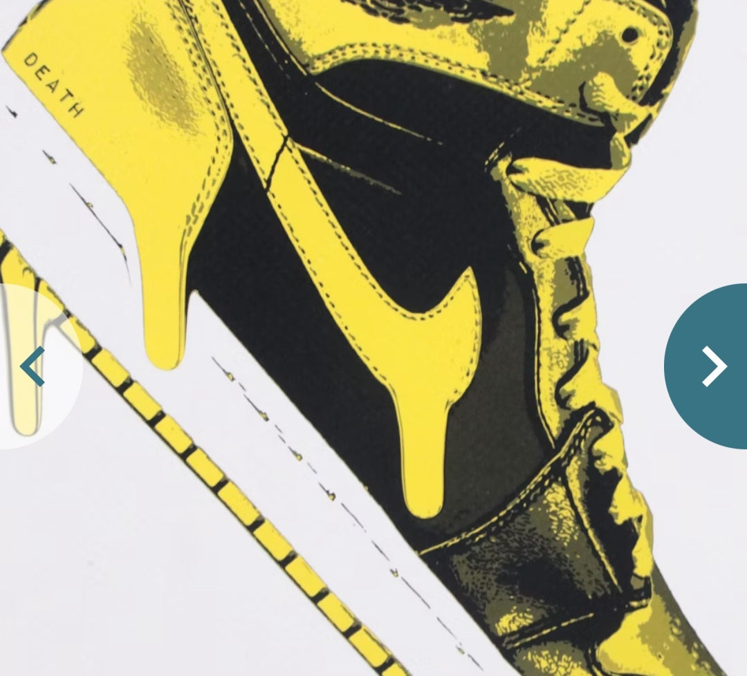 "Death NYC Graphic Digital Print of Nike Air Jordans Drip, 21st Century"