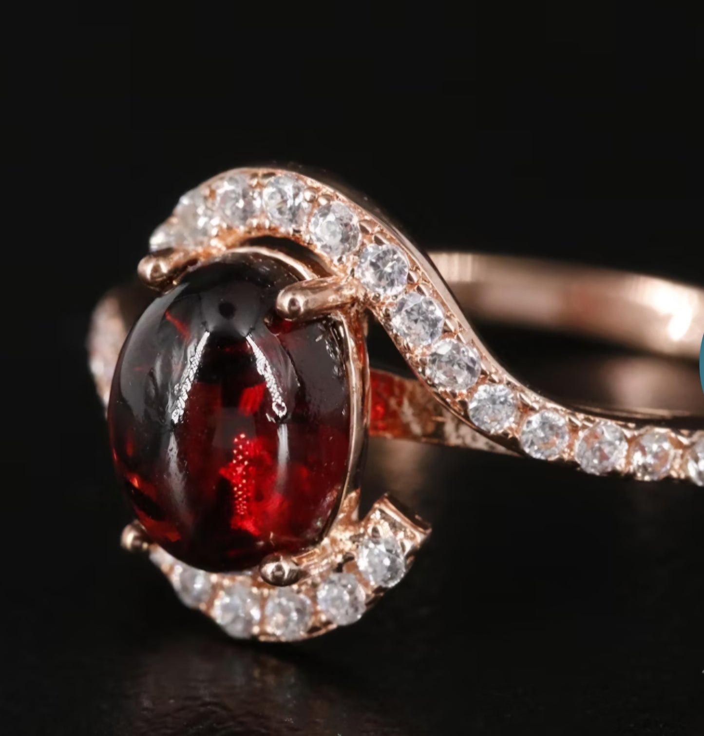 Sterling Garnet and Cubic Zirconia Ring