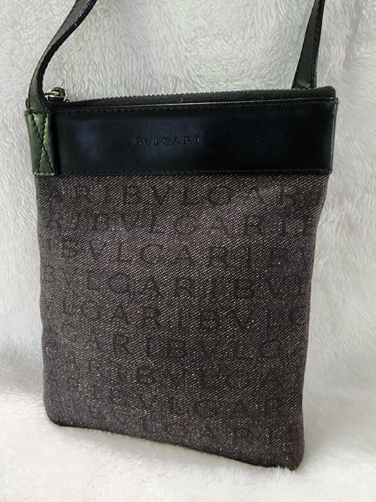 BVLGARI Logomania Crossbody Bag in Black Denim