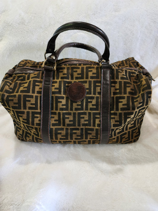 Fendi Vintage Zucca Monogram Canvas Duffle Weekend Bag
