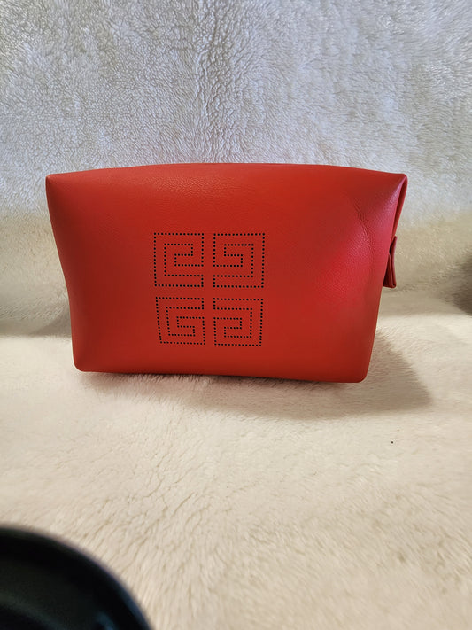 Givenchy Logo Accessory Pouch In Red Polyester