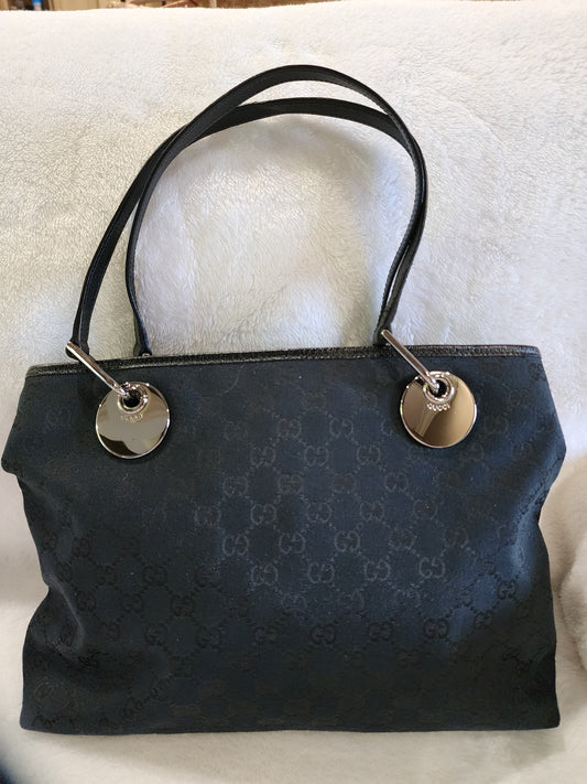 Gucci GG Logo Eclipse Tote Bag in Black GG Canvas