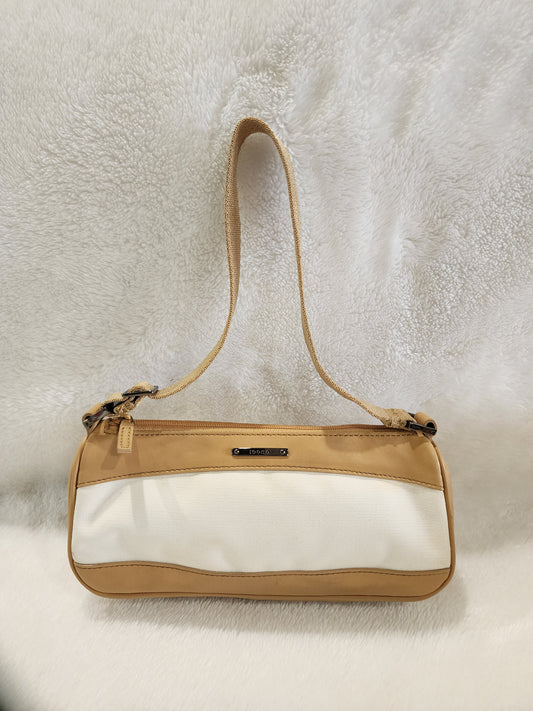 Gucci Canvas/Calfskin Leather Baguette in Cream and Beige