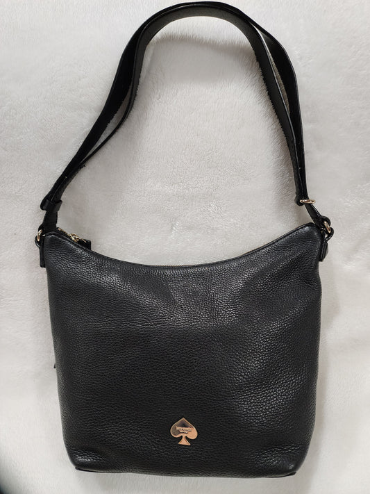 Kate Spade Leroy Street Vivienne- Black Pebbled Leather Crossbody- Bow Bottom