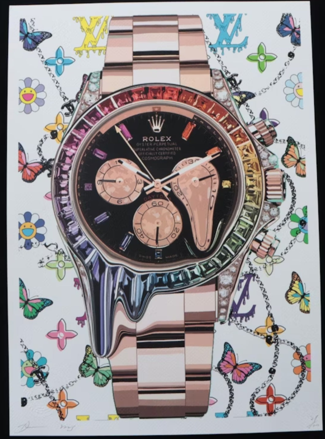 "Death NYC Pop Art Melting Rolex and Louis Vuitton"