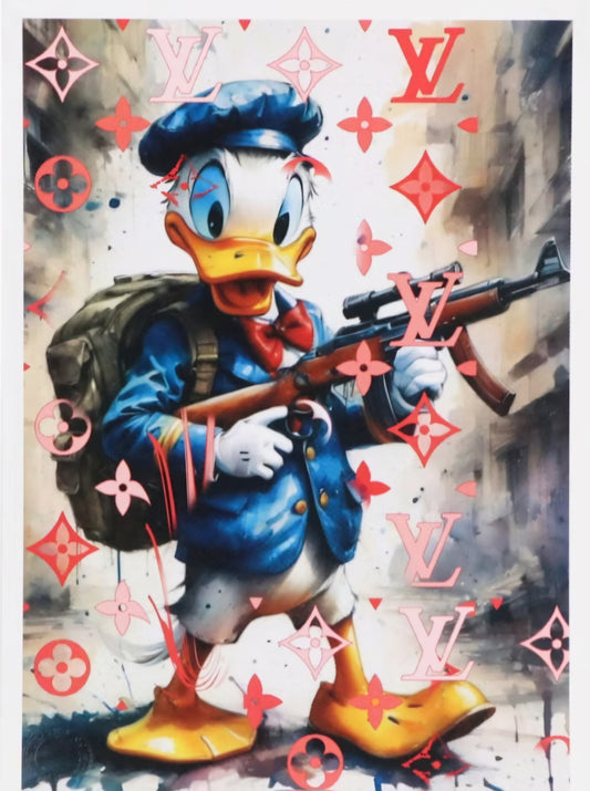 "Death NYC Pop Art Digital Print Featuring AI Donald Duck x Louis Vuitton"