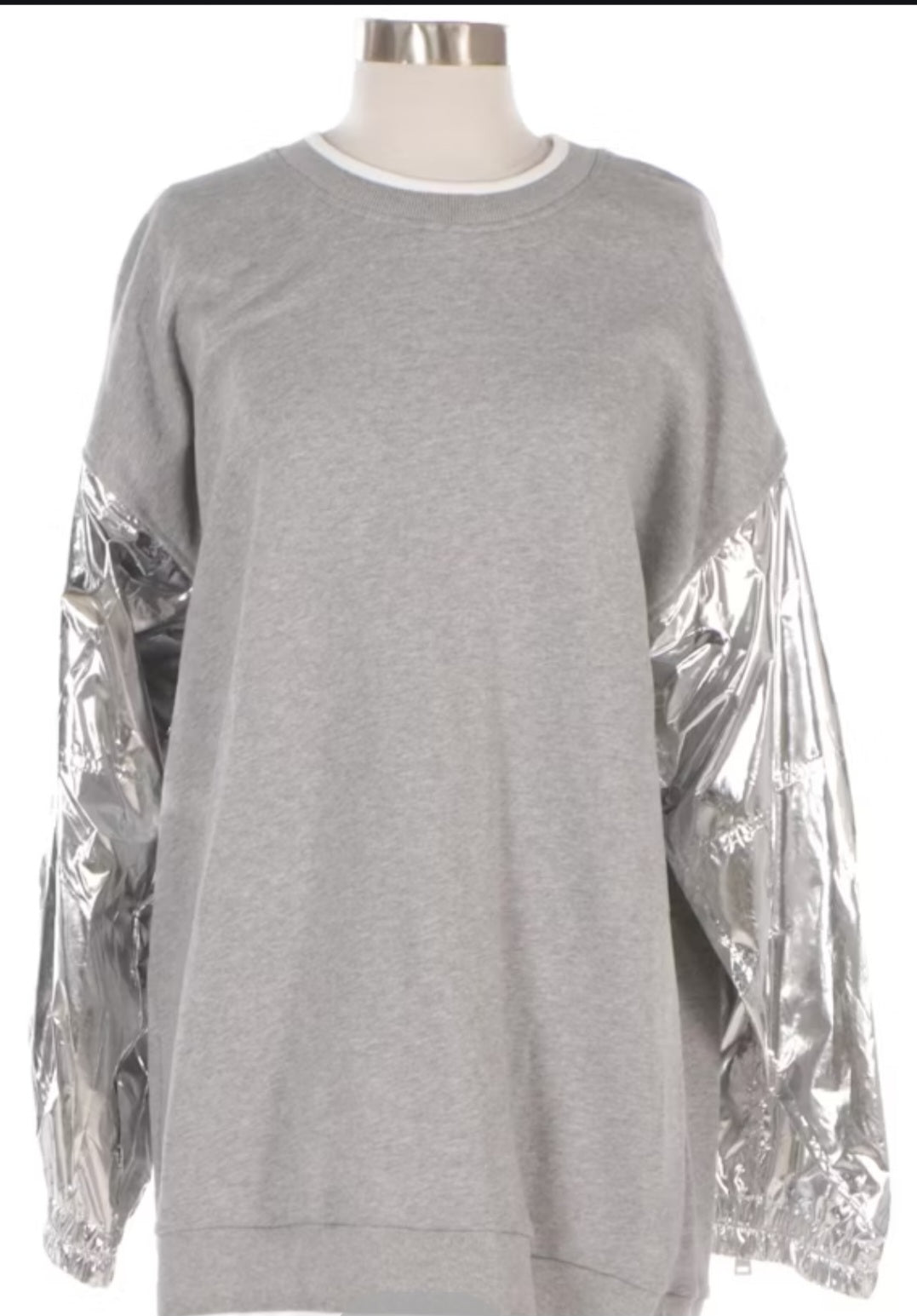 MAISON MARGIELA Silver Sleeve Cotton Sweatshirt In Grey