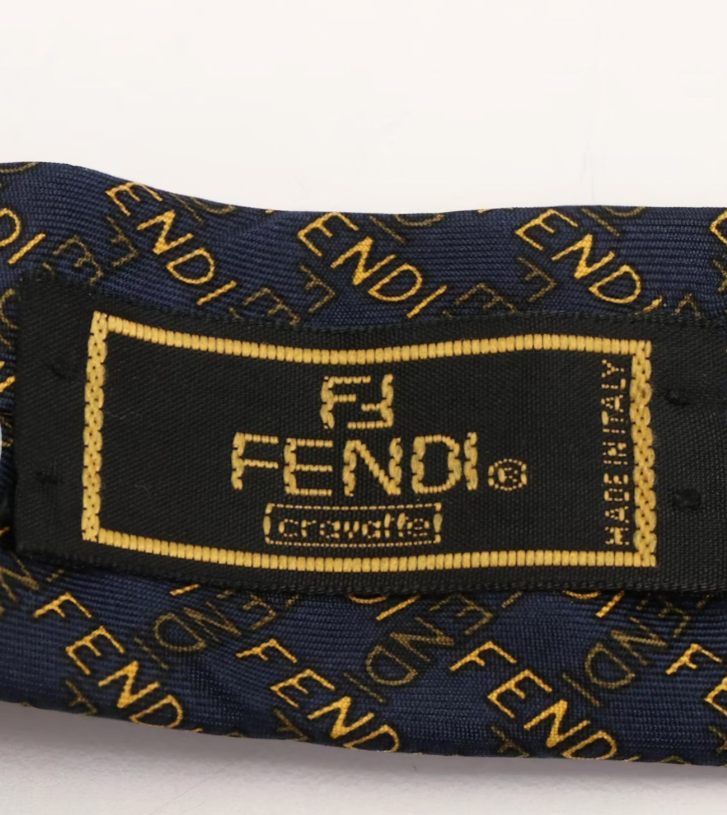 Fendi Logo Navy Silk Necktie Vintage